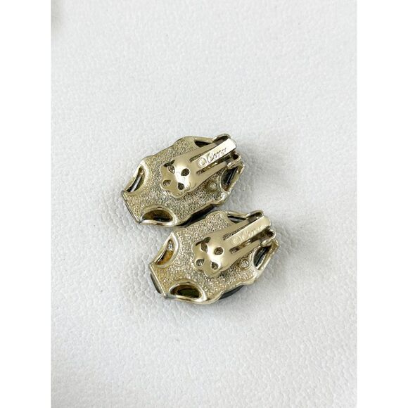 Vintage Olive Green Thermoset Earrings - Picture 4 of 4